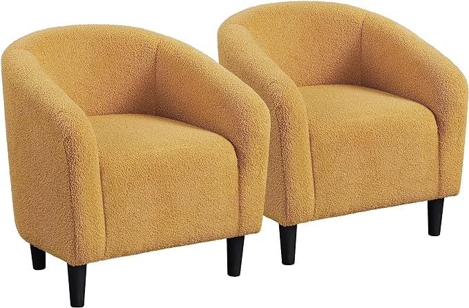 Accent Chair, Comfy Barrel Chair for Living Room, Modern Velvet Fabric Club Chair