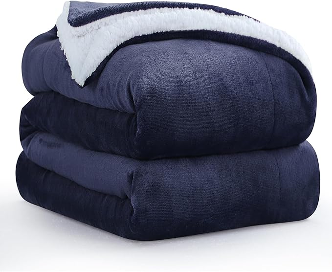Warm Throw Blanket King - Thick Sherpa Flannel Reversible Blanket