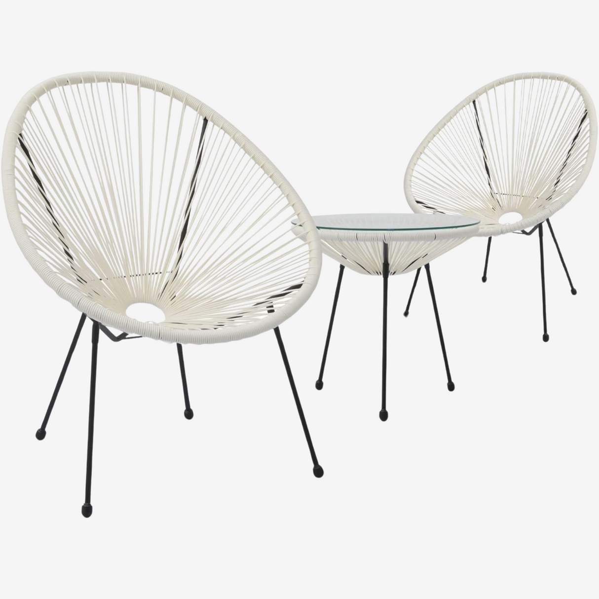 3 Piece Balcony Furniture with Cushions All Weather Patio Bistro Sets