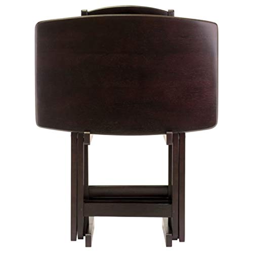 No-assembly wooden TV tray set in espresso finish