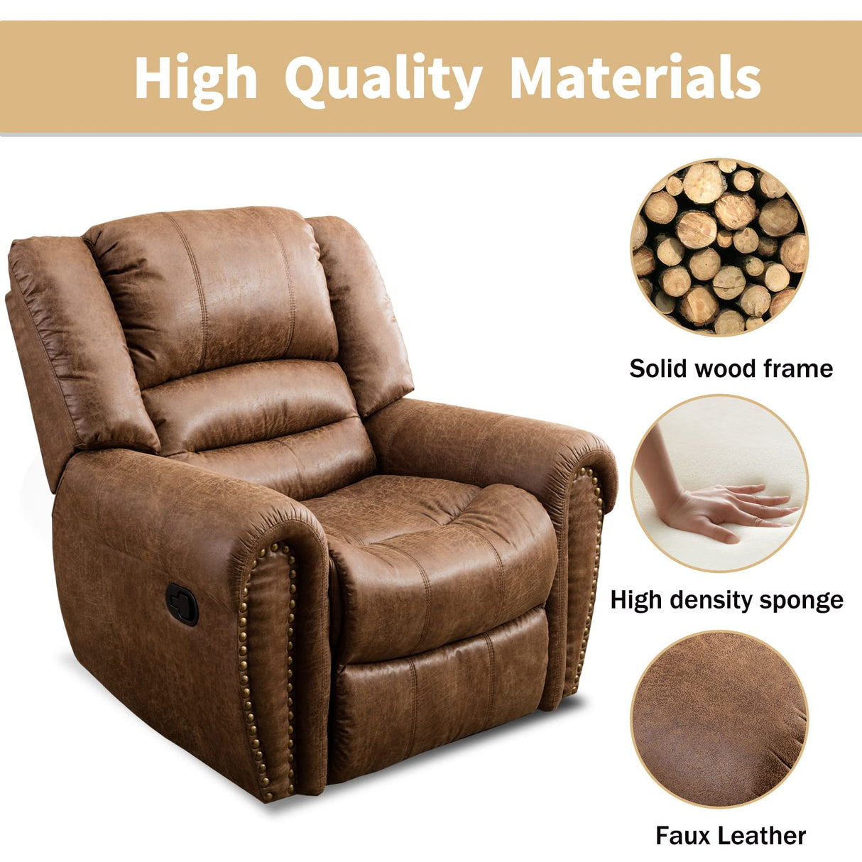 Nut brown leather recliner materials