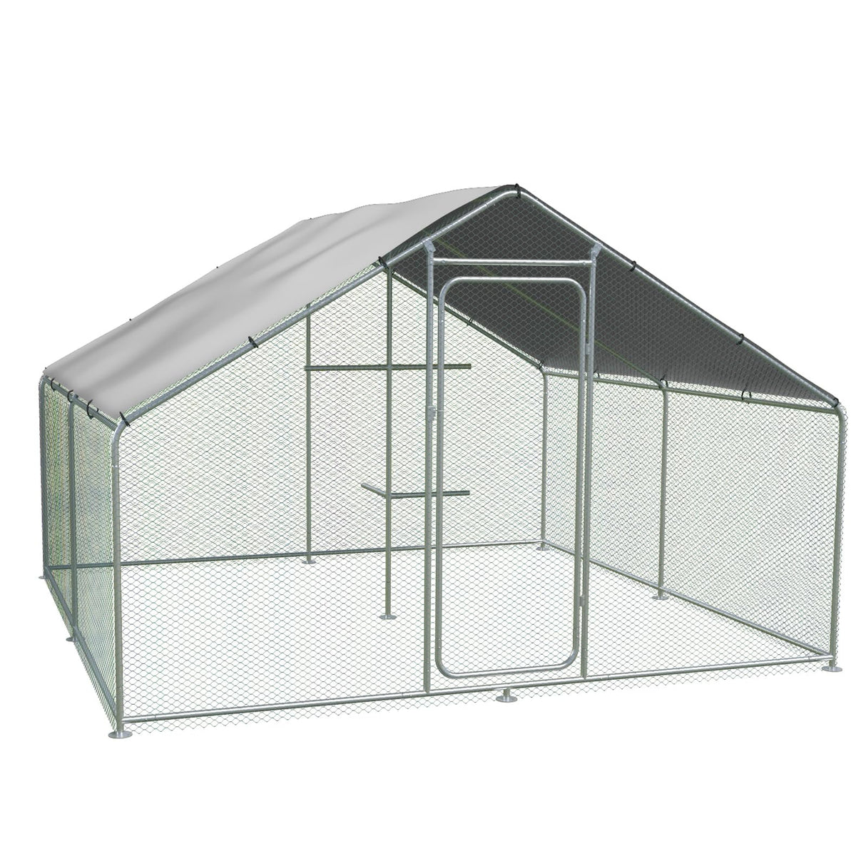Outdoor poultry enclosure with waterproof PE tarp and no-ground-gap frame