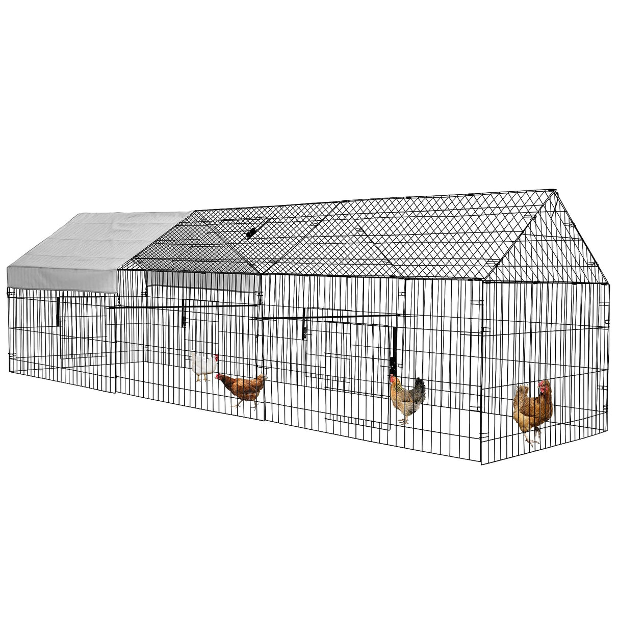 Outdoor rustproof chicken coop with gravity lock door and anchors