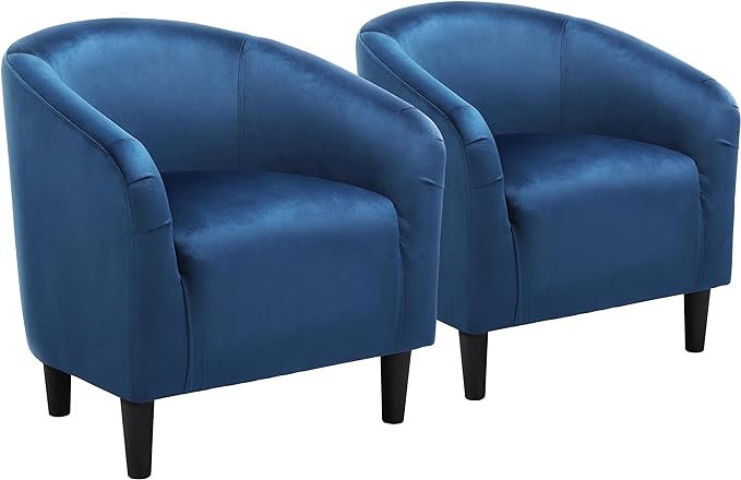 Accent Chair, Comfy Barrel Chair for Living Room, Modern Velvet Fabric Club Chair