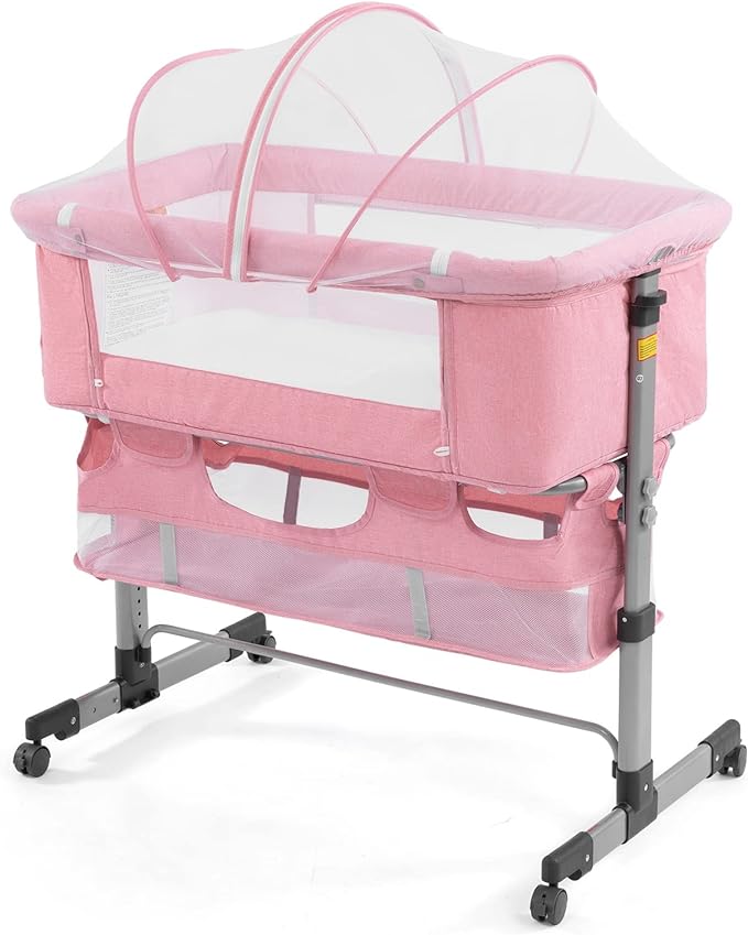 3in1 Bedside Crib for Girl or Boy, Bedside Sleeper for Baby Portable and Adjustable Crib