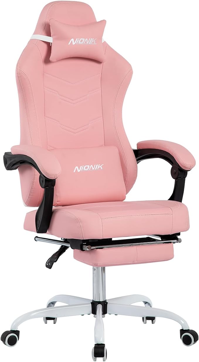 Gaming Chair with Footrest, Ergonomic Computer Gaming Chair, Massage Lumbar Chairs