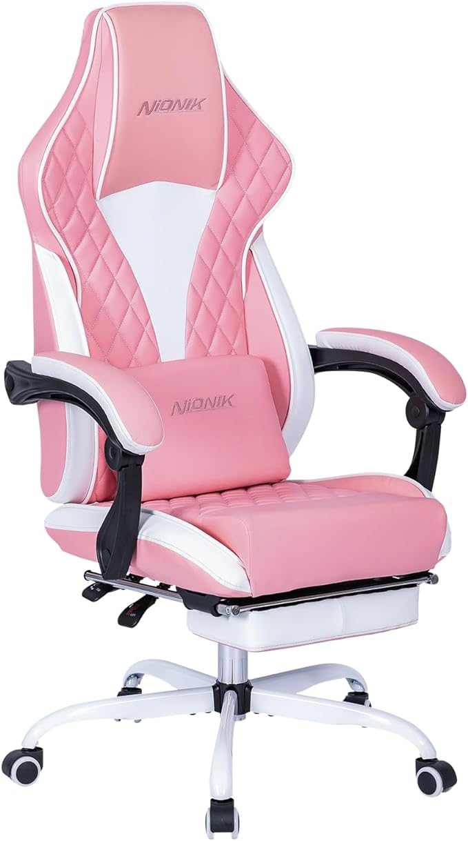 Gaming Chair with Footrest, Ergonomic Computer Gaming Chair, Massage Lumbar Chairs