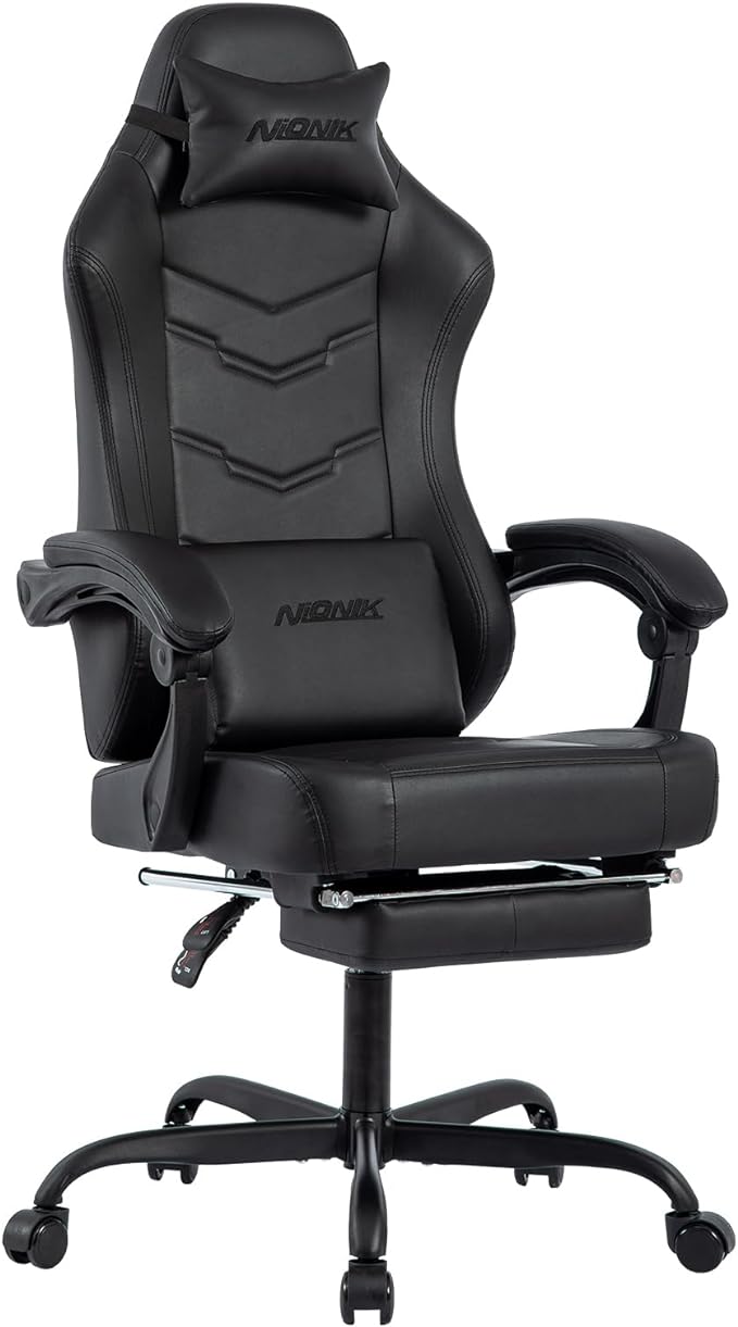 Gaming Chair with Footrest, Ergonomic Computer Gaming Chair, Massage Lumbar Chairs