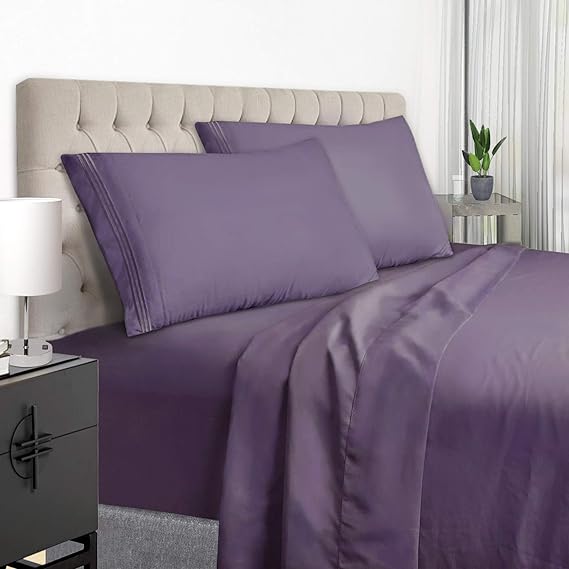 Beige Queen Size Bed Sheets Set Deep Pocket to 21 inches Mattress