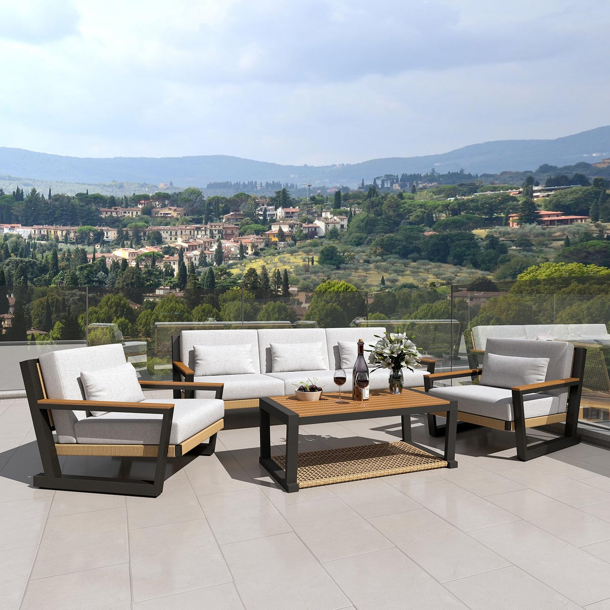 RecPro Charles 58" RV loveseat recliner in oatmeal fabric