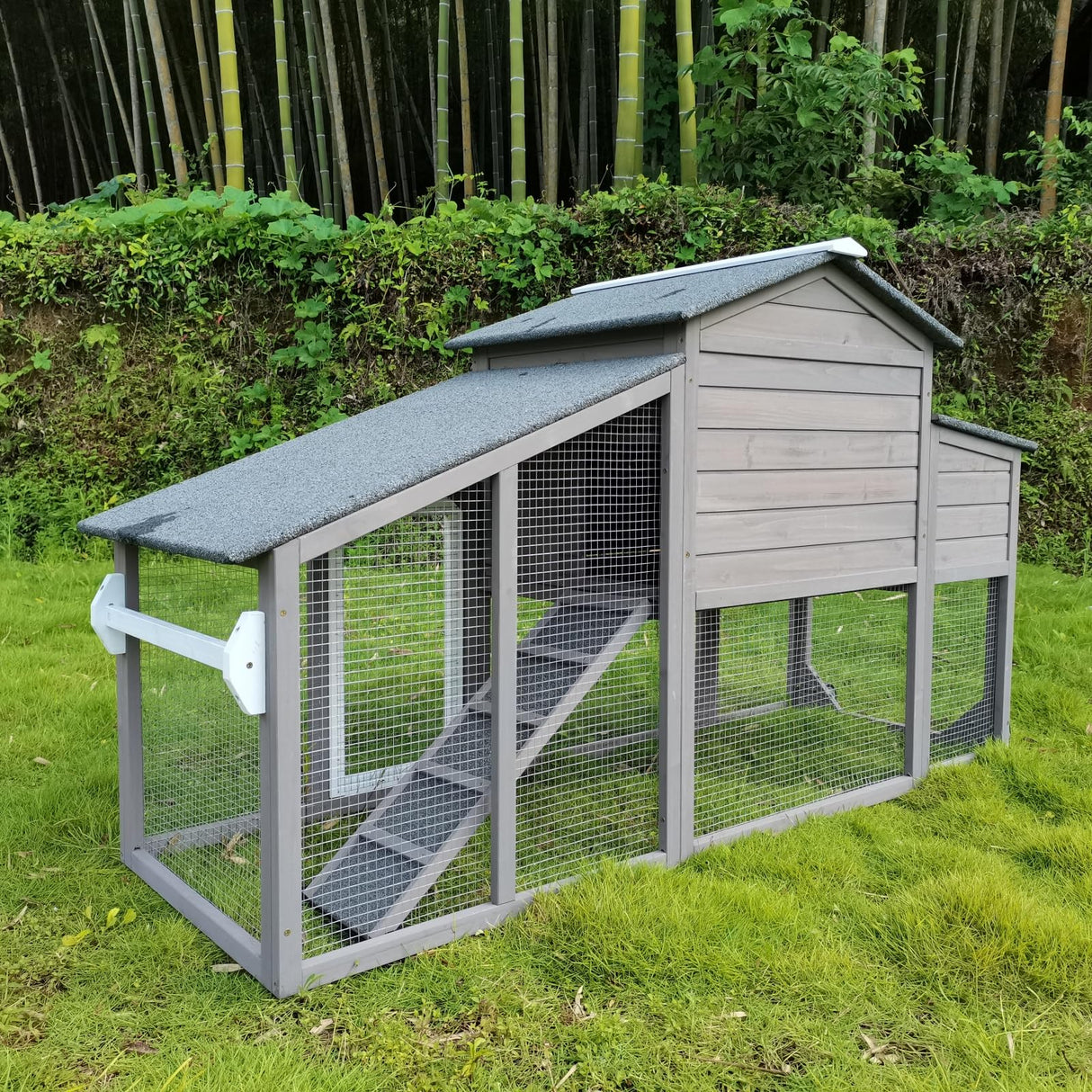 RoamEase mobile chicken coop with pull-out tray and nesting box