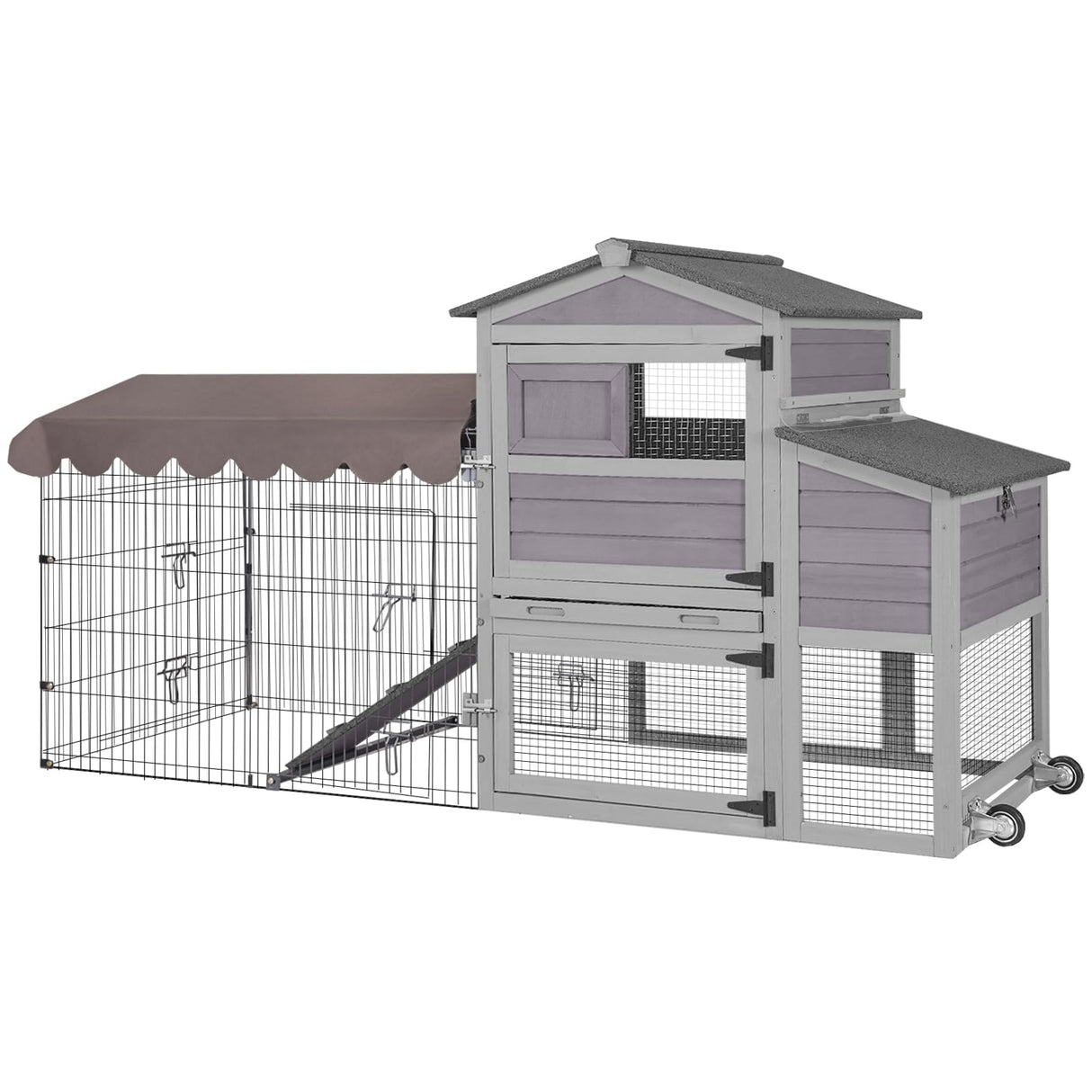 RoostRanger mobile chicken coop with fir wood and steel run