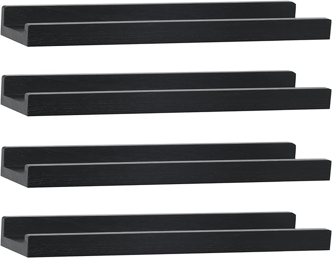 Picture Shelf with Ledge,Photo Ledge Shelves Set of 4,Rustic Wood Storage Display Wall