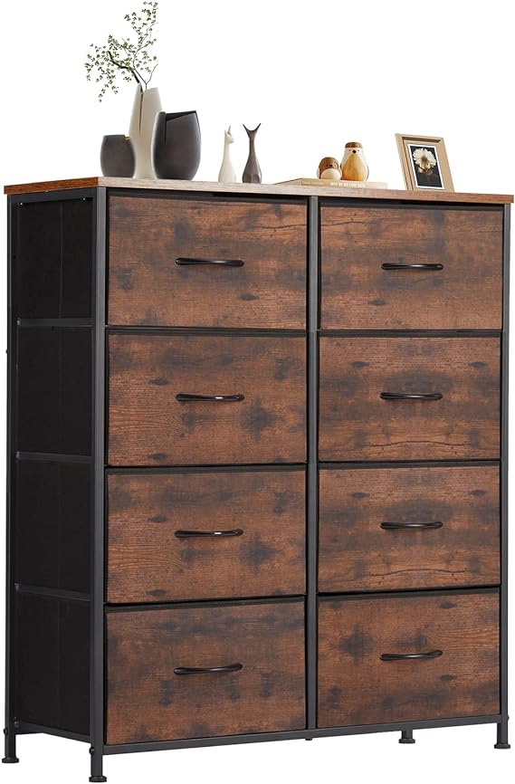 Dresser for Bedroom with 8 Fabric Drawers, Tall Chest Storage Tower