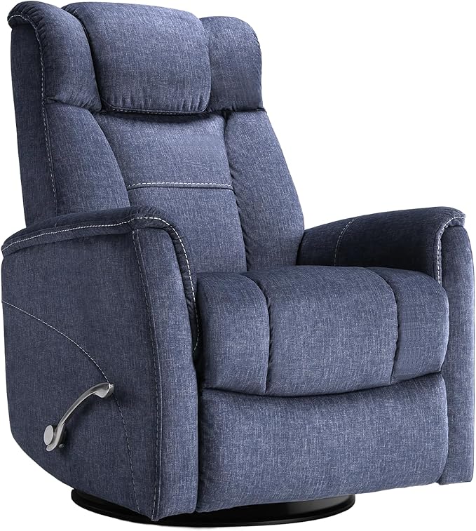 Scratch-Resistant Fabric Recliner in Black Blue with Soft Cushions