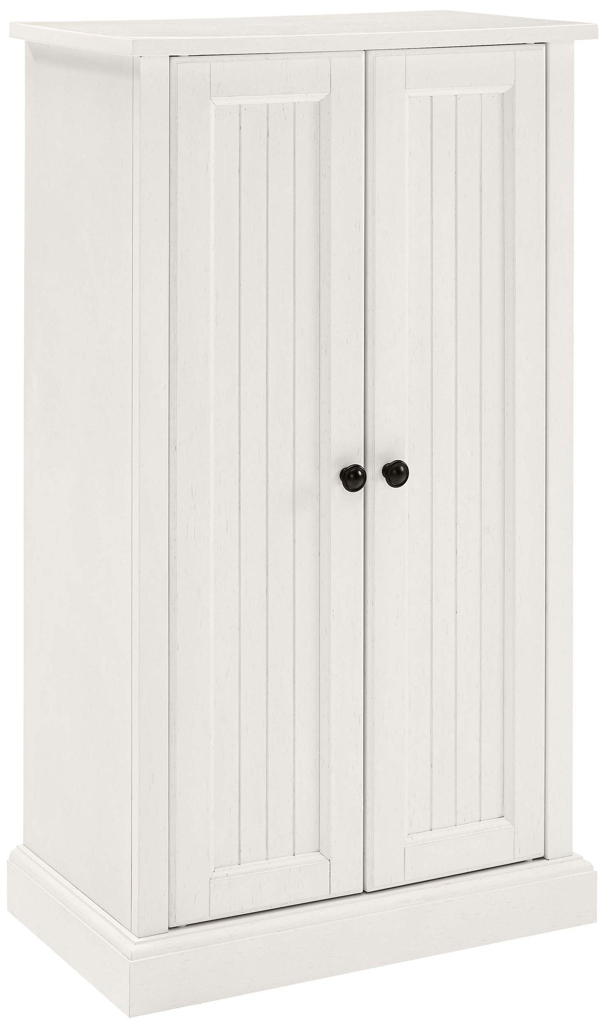 Seaside kitchen pantry and accent cabinet bundle in distressed white finish.