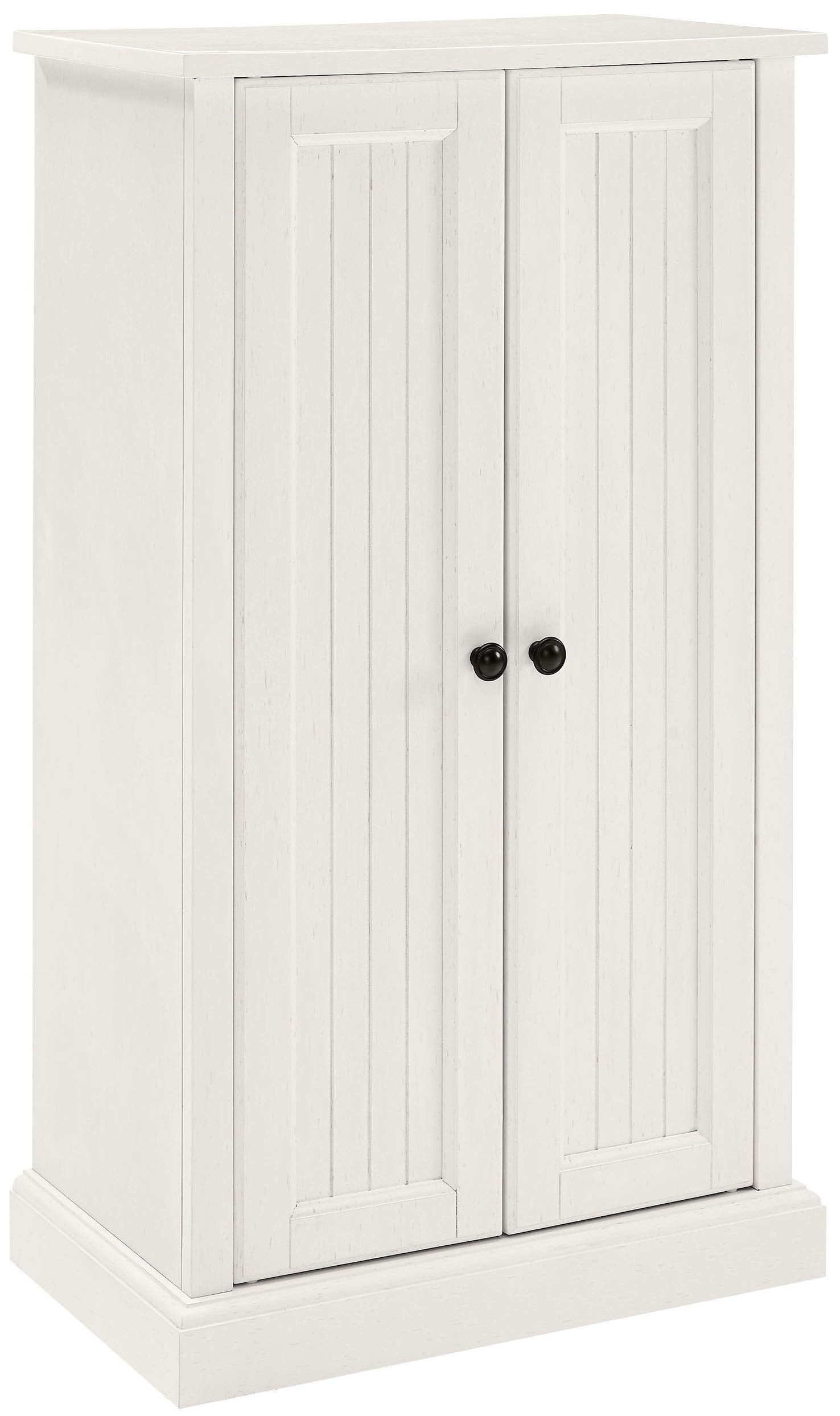 Seaside kitchen pantry and accent cabinet bundle in distressed white finish.