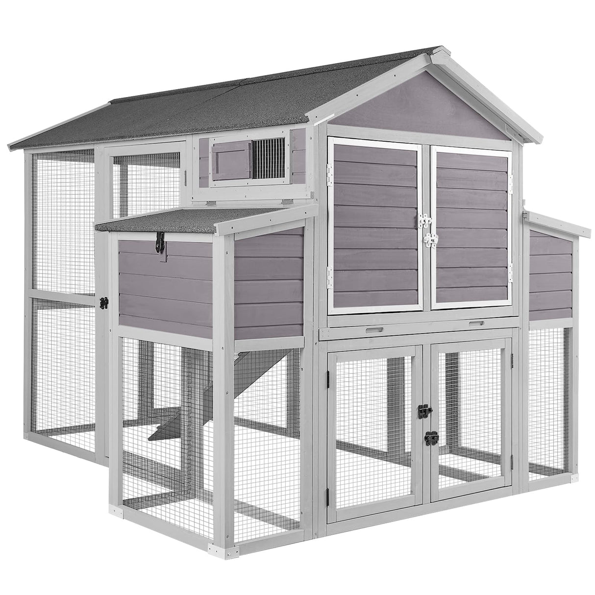 SkyLodge XL two-level chicken coop with dual nesting boxes and large run