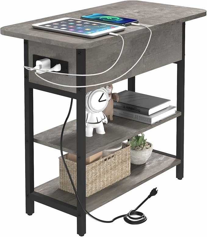 Slim nightstand with charging station