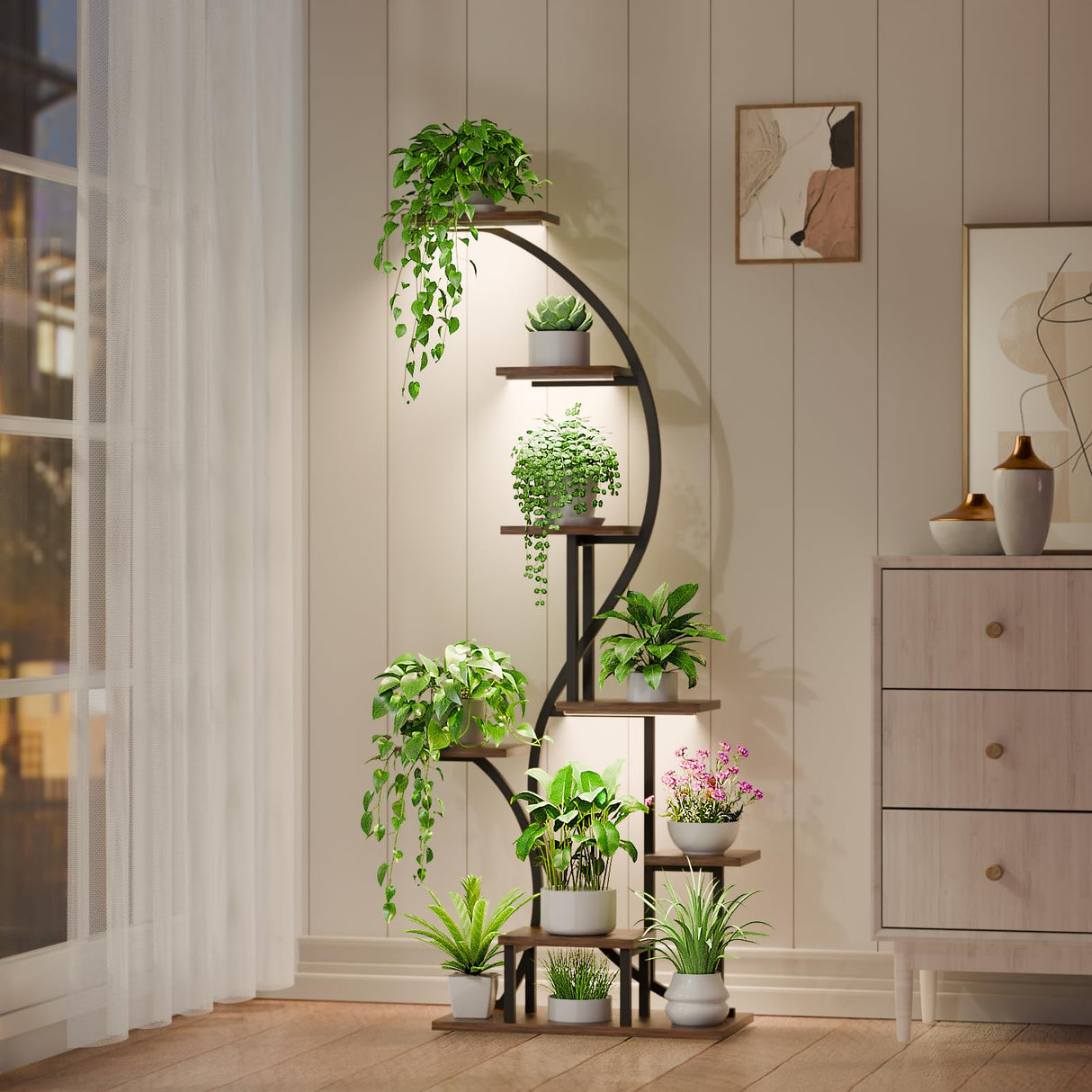 Space-saving 8-tier plant stand for living room and office