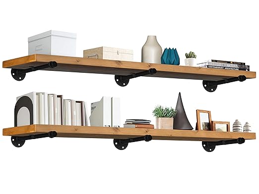 Industrial Rustic Wood Wall Shelf Extra Thickness Modern Interior Decor Floating Shelves