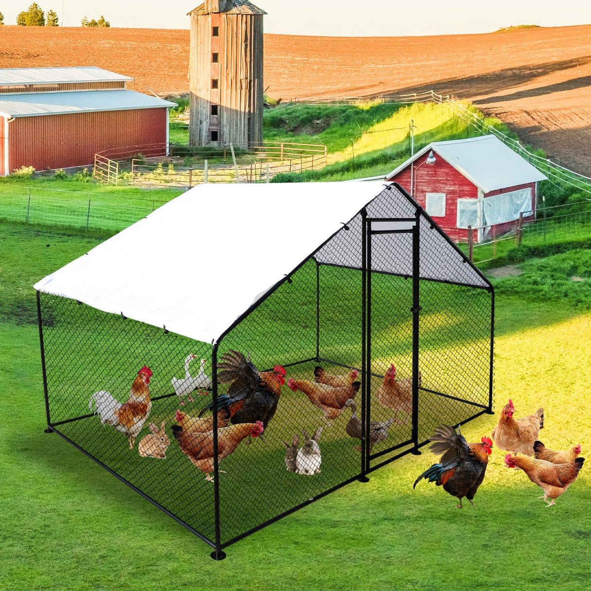 SteelNest galvanized metal chicken coop with waterproof PE roof