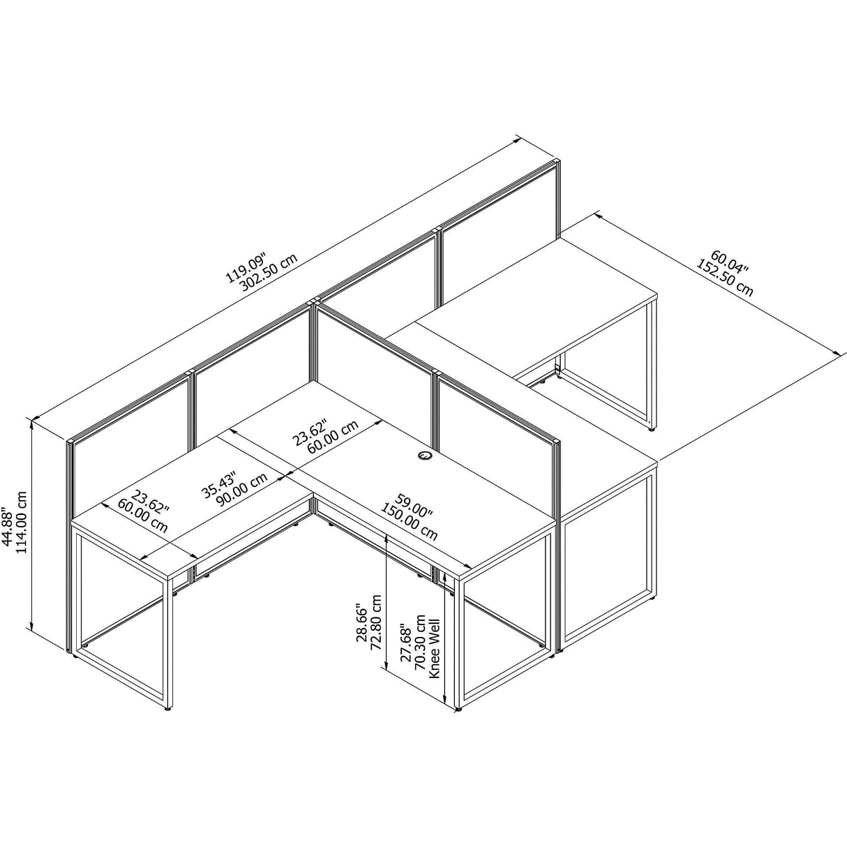 Strong metal frame of EasyWork L-Shaped Desk Workstation