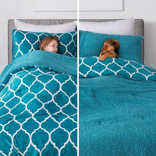 Sherpa Fleece Bedding Comforter Set Queen Size