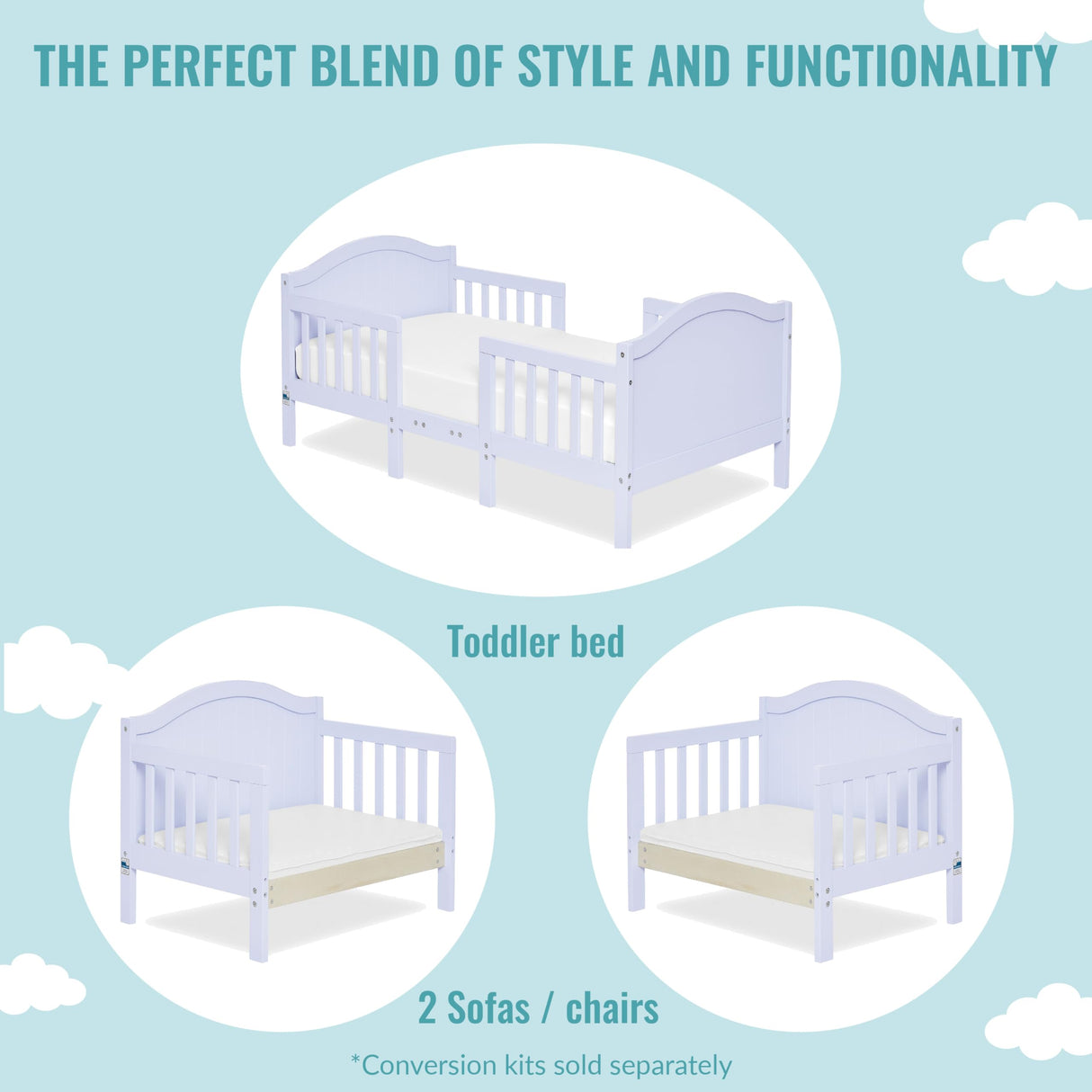 Toddler Bed with Wooden Safety Rails Greenguard Certified