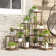 VerdeLuxe 6-tier wooden corner plant stand for indoor and outdoor use