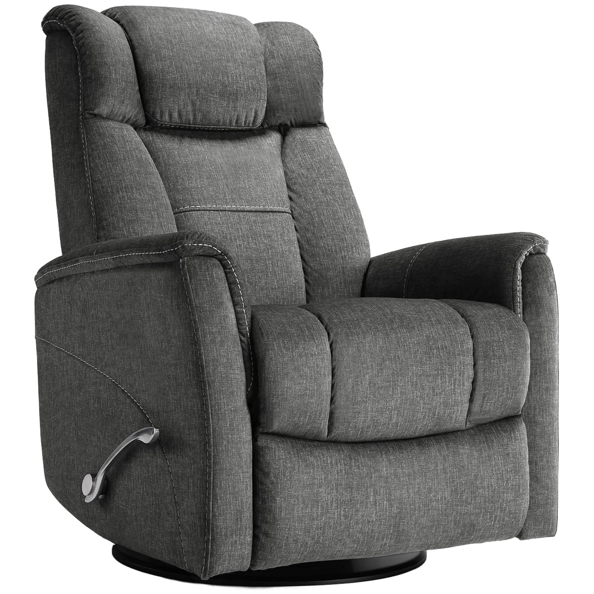 VervaGlide Swivel Rocker Recliner Chair in Dark Gray – Full Front View