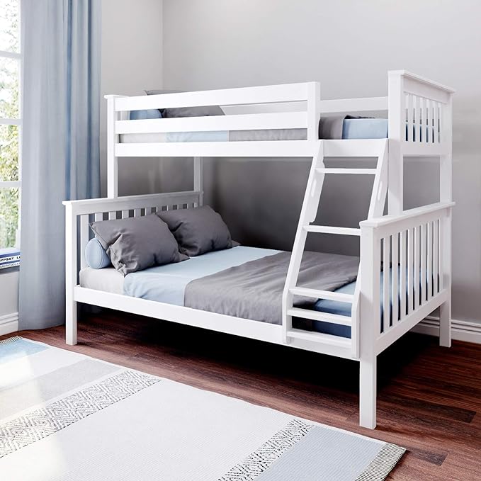 Bunk Bed, Twin-Over-Full Wood Bed Frame For Kids