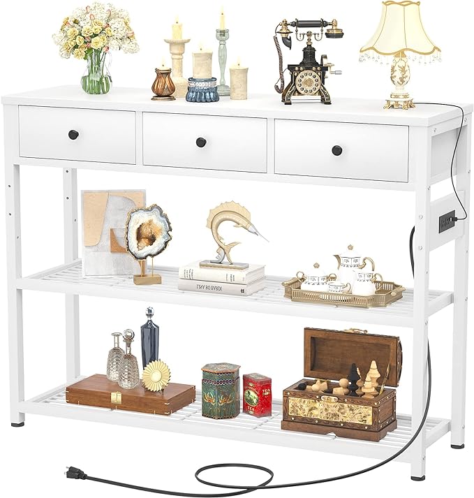 47'' Entryway Table with Outlets and USB Ports, Console Table