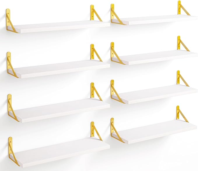 Floating Shelves Wall Shelves Width 4.7in Rustic Wood Set of 8, Wall Storage Shelves