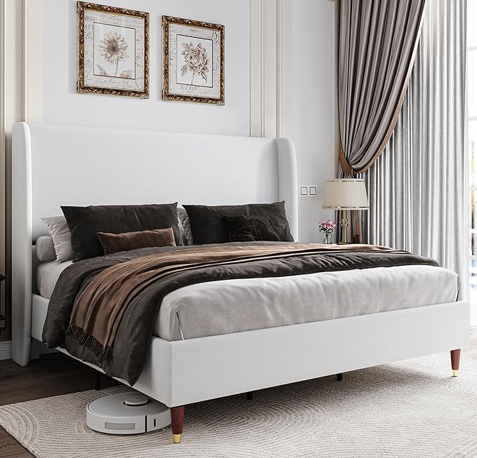 Queen Bed Frame Upholstered Bed 51.2" High Platform Bed