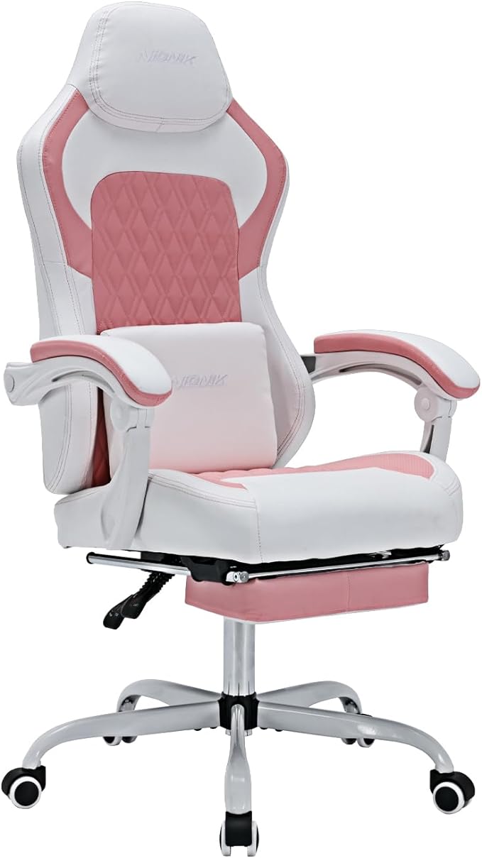 Gaming Chair with Footrest, Ergonomic Computer Gaming Chair, Massage Lumbar Chairs
