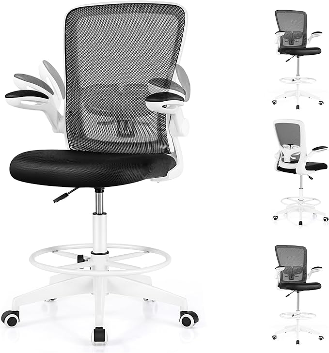 Drafting Chair, Ergonomic Tall Office Chair Stool Standing Desk Chair