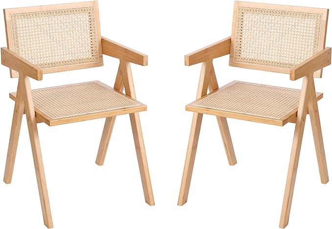 Rattan Accent Chairs, Modern Mid Century Dining Chairs Set of 2