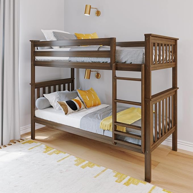 Bunk Bed, Twin-Over-Full Wood Bed Frame For Kids