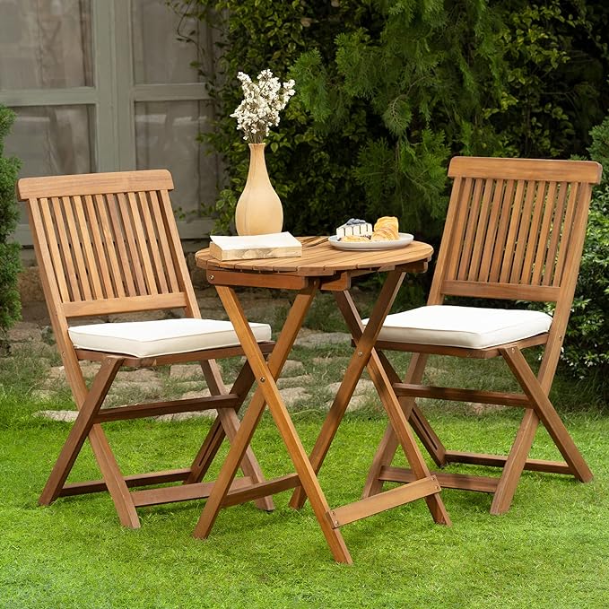 Square Table Heavy Duty 400lbs Capacity Patio Bistro Set 3 Piece Outdoor