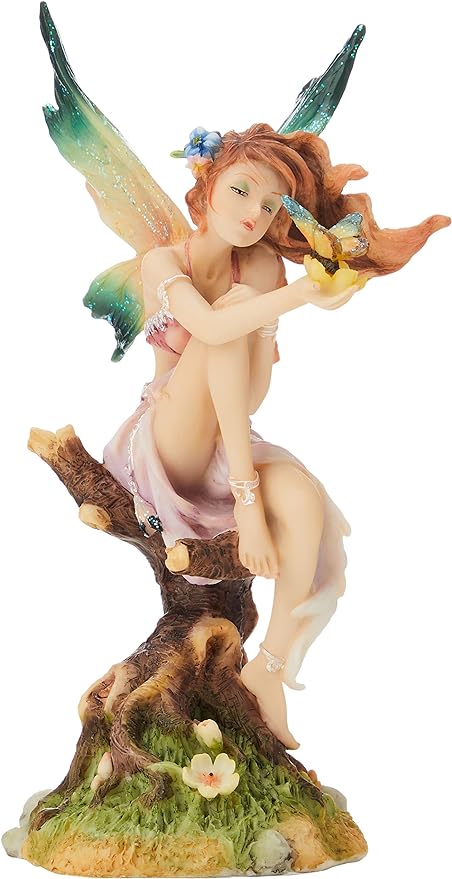 PD1549 The Enchanted Garden Fairies Colleen Statue, antique stone