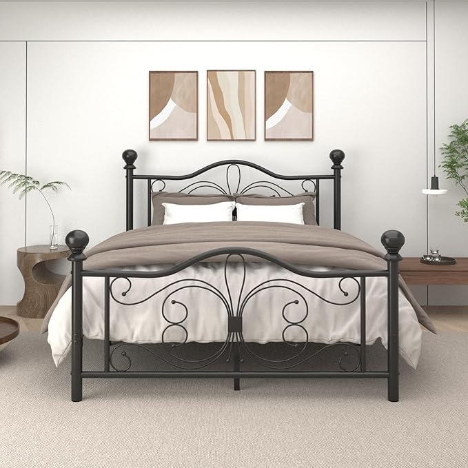 Alternative color option of the metal bed frame in black.