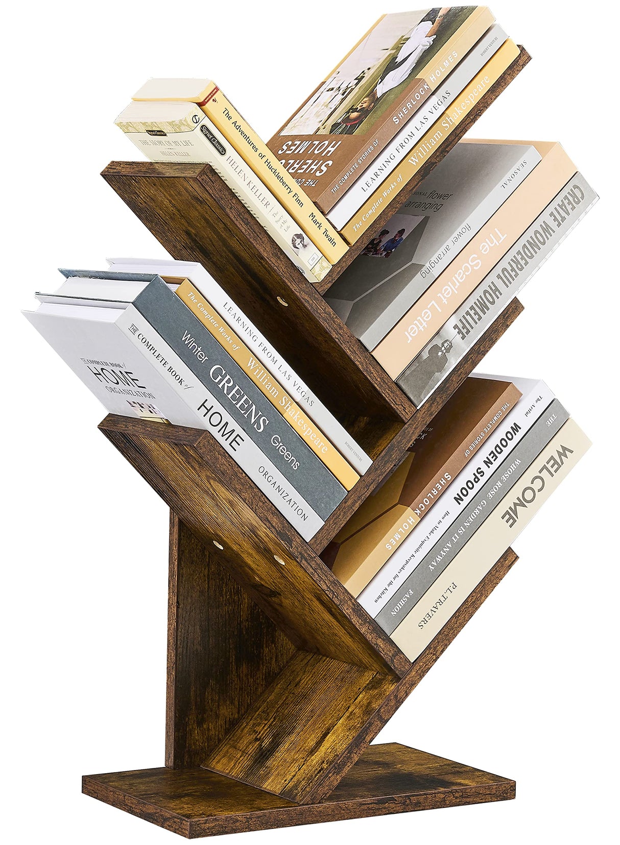 space-saving wooden bookcase in black finish with books