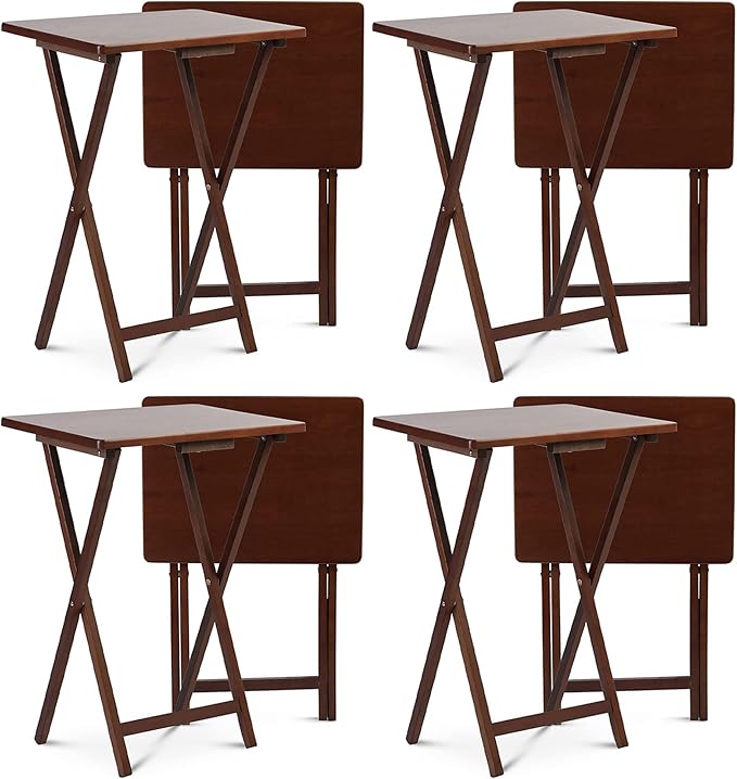 Black Wooden Folding TV Tray Tables - Portable Snack Table Set (2–10 pcs)