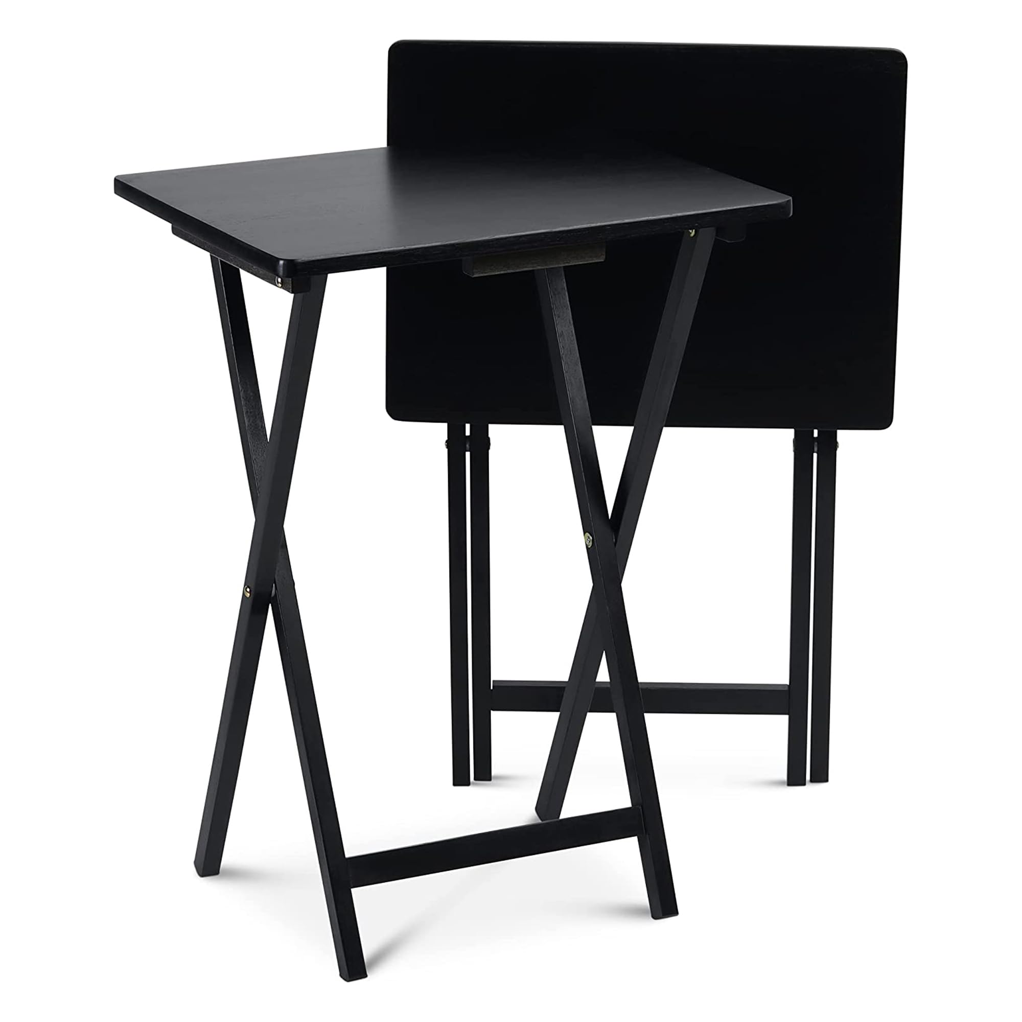 Black Wooden Folding TV Tray Tables - Portable Snack Table Set (2–10 pcs)