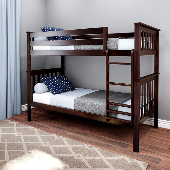 Bunk Bed, Twin-Over-Full Wood Bed Frame For Kids