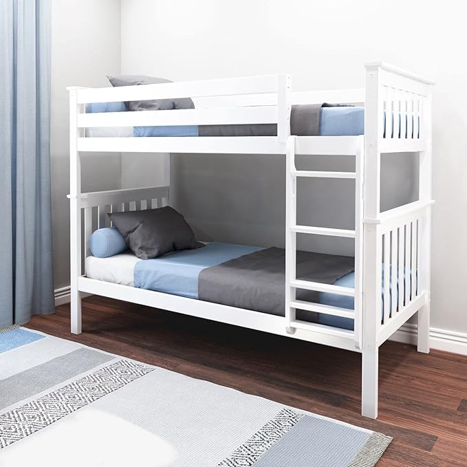 Bunk Bed, Twin-Over-Full Wood Bed Frame For Kids