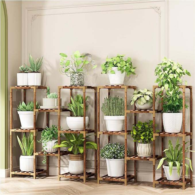 Wooden Corner Plant Stand – Multi-Tier Indoor & Outdoor Plant Shelf Rack