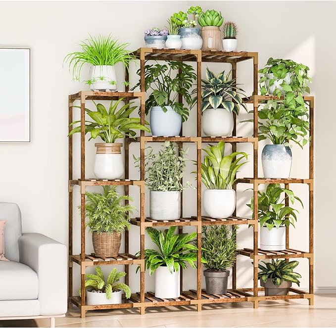 Plant Stand Indoor Outdoor, 11 Tier Reinforced Plant Shelf Multiple Plants