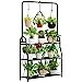 3-Tier Tall Wrought Iron Plant Stand – Indoor & Outdoor Corner Shelf with Hanging Hooks
